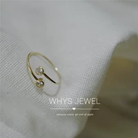 TẠI SAO 14K Vàng đôi nhẫn zircon điều chỉnh nhẫn mở nhẫn nhẫn bạc nữ