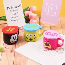 Cartoon children with cover mug day single toothbrushing cup washing cup cute baby tooth cylinder home mouthwash cup plastic