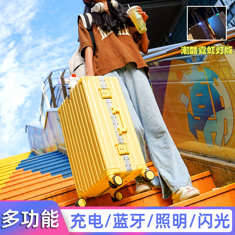 Airplane luggage 20 inches can board the plane high-value light small thickened trolley case female aluminum frame lock male leather case