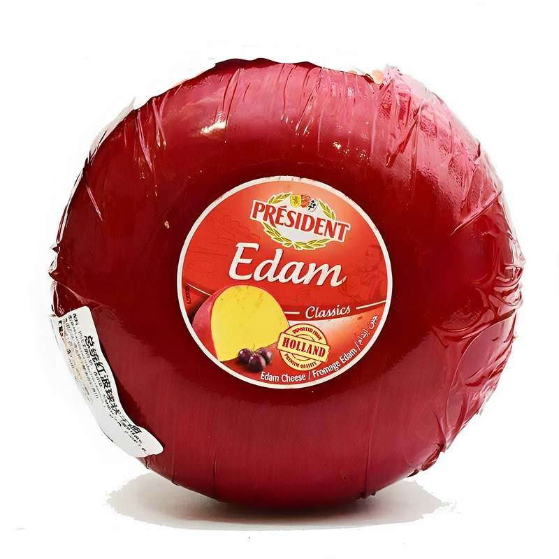 President Red Wave Ball-Shaped Cheese Imported from the Netherlands, Approximately 1.85kg, Ready-To-Eat Cheese Paired with Red Wine Cheese