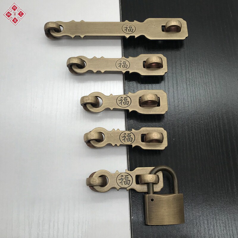 Chinese pure copper lock catch imitation ancient wooden door buckle thickened door buckle padlock door bolt door lock full copper door nose retro lock