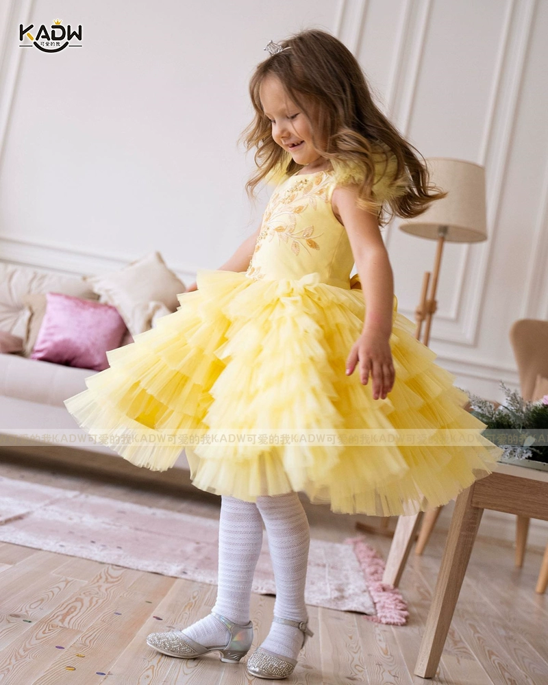 Tùy chỉnh dành cho trẻ em Puffy Yarn Dress Bàn tiệc Ngày trẻ em Váy công chúa Váy hoa Cô gái phù dâu Chụp ảnh Đi chơi - Váy trẻ em