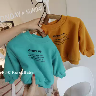 Color small letters plus velvet clothes Korean baby clothes autumn and winter new boys and women Baby tops