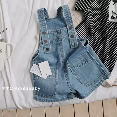 Korean baby dress denim baby bag shorts 2021 autumn new boys and girls baby cotton casual pants