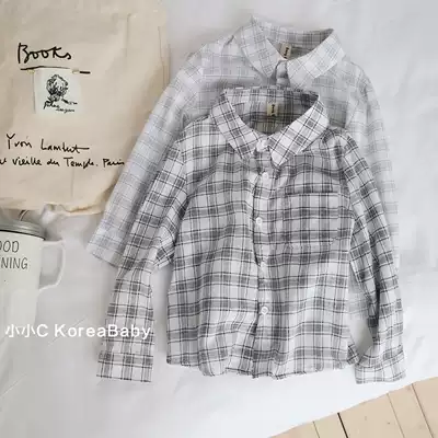 Korean baby dress cotton plaid shirt 2021 autumn new boys and girls baby long sleeve shirt shirt