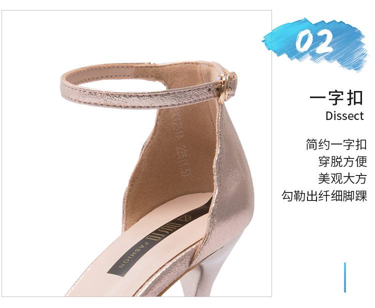 DUSTO / 2018 hè mới phiên bản Hàn Quốc của giày cao gót đế xuồng hở mũi rhinestone giày nữ DW18X1251A dép sục nữ