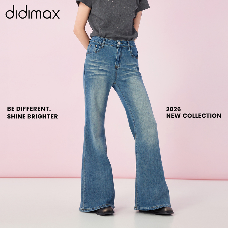 Didimax Spring New Style Slightly Flared Natural Waist Jeans, Elegant Slimming Casual Pants for Women C57825