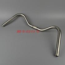 Bicycle stainless steel retro handlebar M handlebar Japanese outing car white steel handlebar stainless steel M handlebar