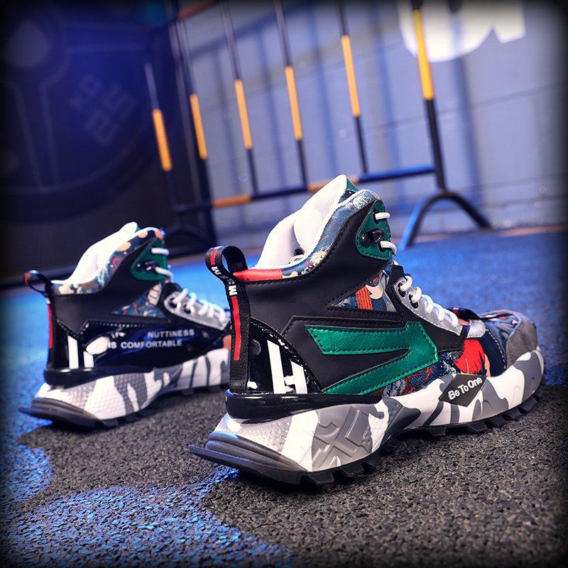 Thick Bottom Old Daddy Shoes Spring 2022 Breathable Wave Shoes Graffiti Men Casual Sneakers Han Edition Running High Barrel Men's Shoes