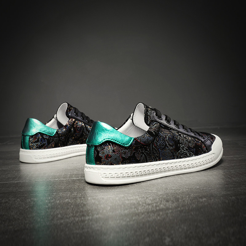 Genuine leather men's shoes autumn breathable skate shoes lace-up men's all-match Korean style trendy shoes low top single shoes casual net red shoes