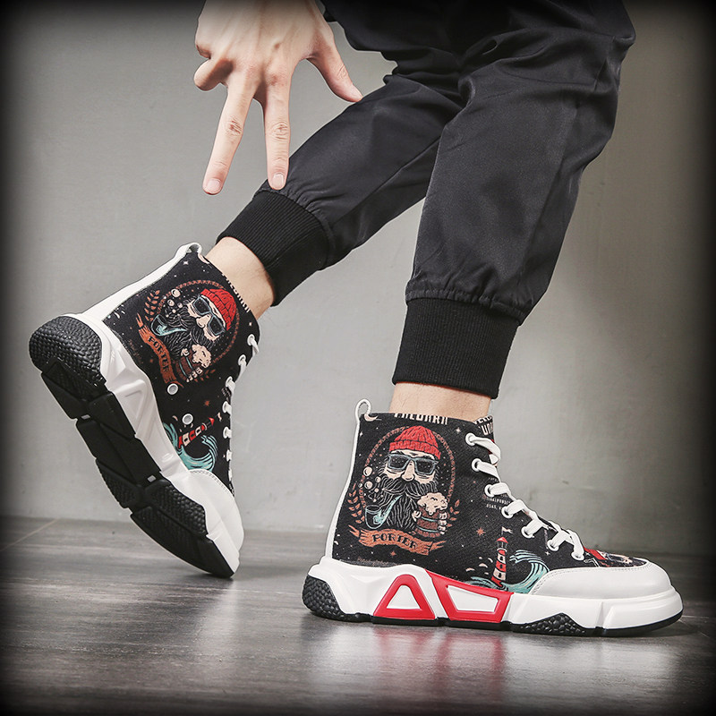 High-barrel canvas shoes men's sex and youth trend shoes casual high-band tide shoes boys fashion shoes