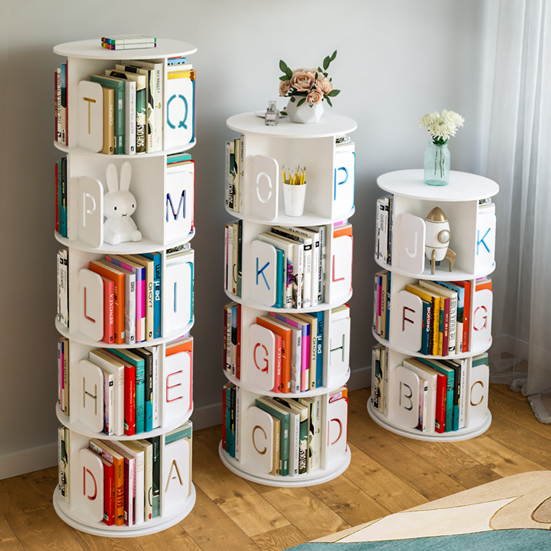 Rotating Bookshelves 360 Degrees Bookcase Living-room Small Shelf Floor Simple Home Baby Children Plotbook Reading Shelf