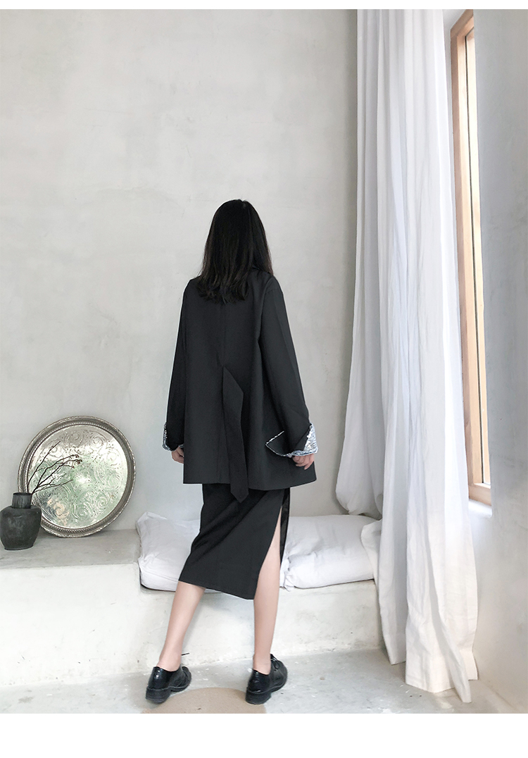 Bộ đồ vest nữ nhỏ bé 2018 xuân hè mới sang trọng phiên bản Hàn Quốc của bộ đồ dài tay điệu đà thoải mái vest đen nữ