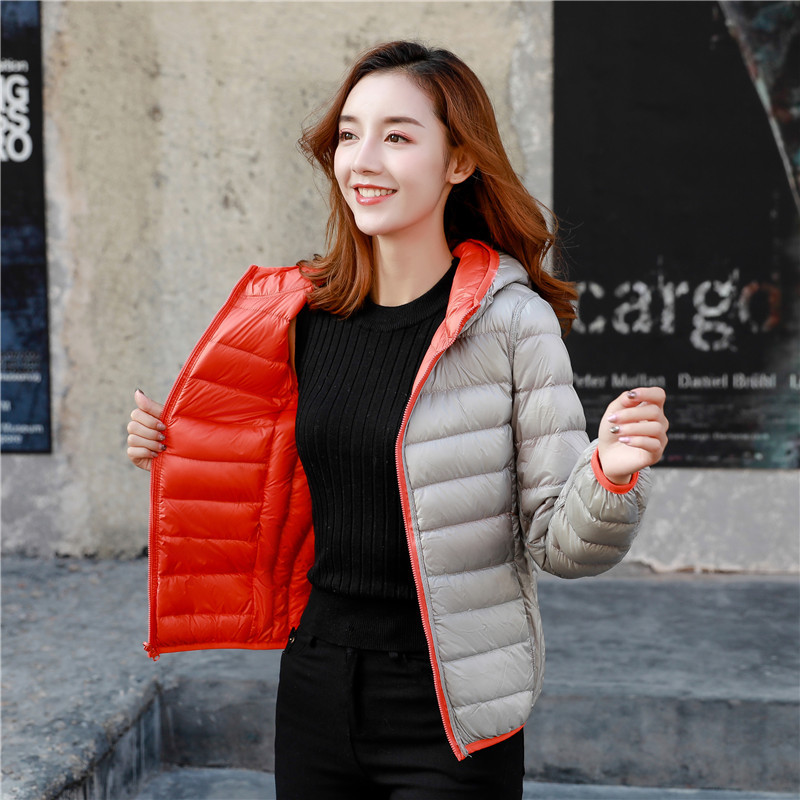 2026 Autumn/Winter New Women's Korean Style Hooded Lightweight Reversible down Jacket Trendy Double-Sided Thin Coat 2026 Autumn/Winter New Women's Korean Style Hooded Lightweight Reversible down Jacket Trendy Double-Sided Thin Coat