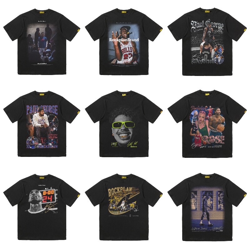 Rock Project Slam Dunk T-Shirt Curry Ball Irving James American Hip-Hop Basketball Loose Short Sleeve Men's