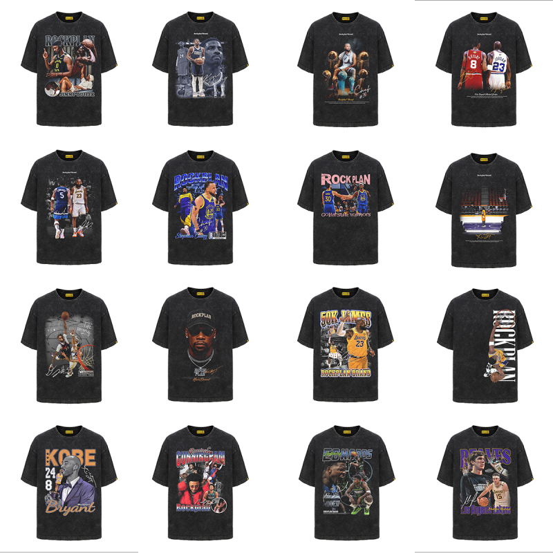Rock Star Harry Burton Mj Curry Kobe American Print T-Shirt Summer Trendy Basketball Short-Sleeve Men's Shirt