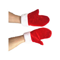  Christmas gold velvet gloves Christmas decoration supplies Independent packaging White beard party performance props