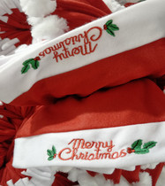 Christmas hat High-grade pulvelly embroidered Christmas hat children adult Christmas headdress washable Christmas hat