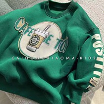 Korean childrens clothing 2022 winter boys and children foreign style pullover top girls thickened fleece sweater to keep warm and explosive