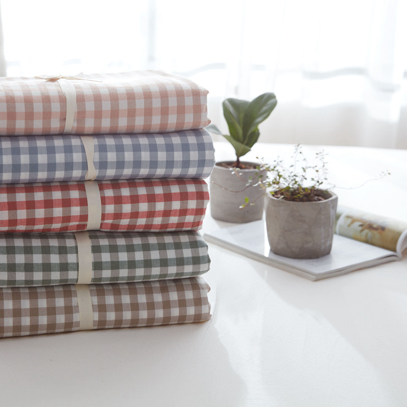 Washed cotton single Quilt Cover All-cotton Single Piece Checkered by single 1 5 m 1 8m bed double 200x230 single by hood