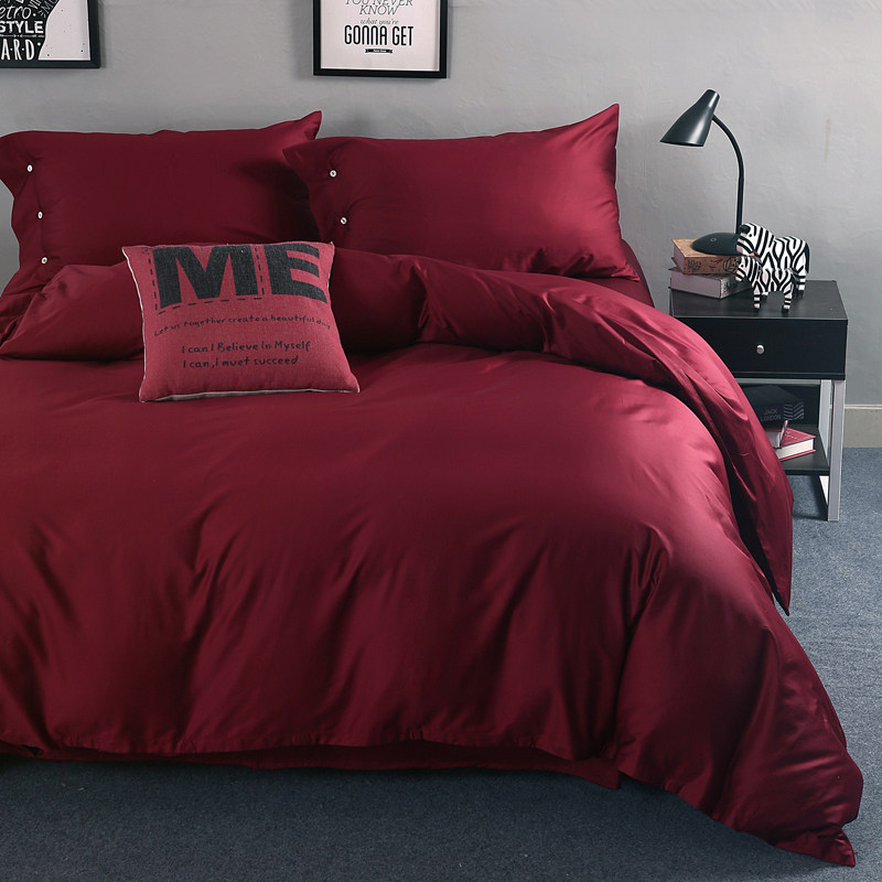 100 upscale luxurious Egyptian long suede cotton beds with all-cotton goon satin five-star hotel vegetarian color four pieces