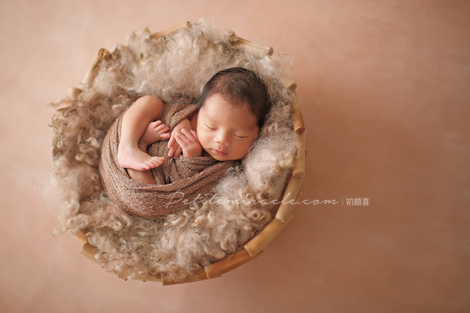 Solid wood basket rattan children's photography props photo studio newborn photo baby basket
