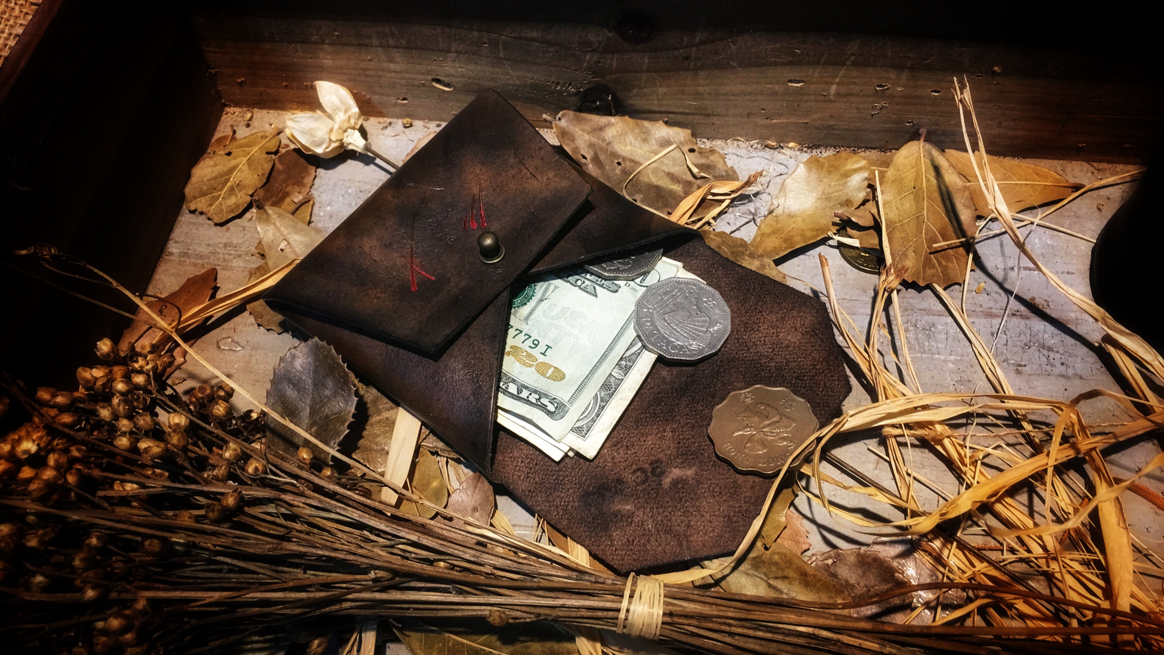 FENGMA sew horse American retro handmade scars handmade old change card bag leather goods custom