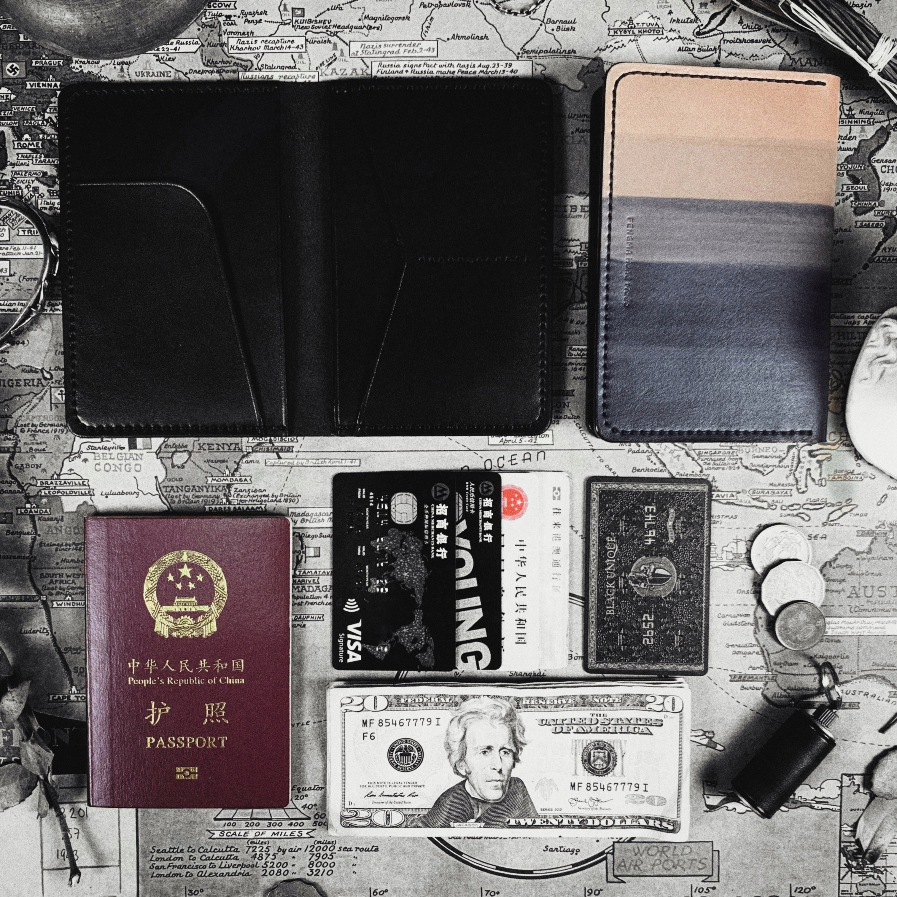 Handmade Cow Leather Passport Document Containing leather Passport clip Travel Pportability machine ticket clip Creative custom lettering-Taobao
