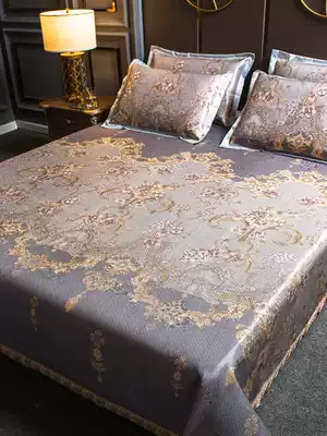 Ice silk mat three-piece set of naked sleeping washable folding three-dimensional jacquard summer machine-washable air conditioning soft mat Household