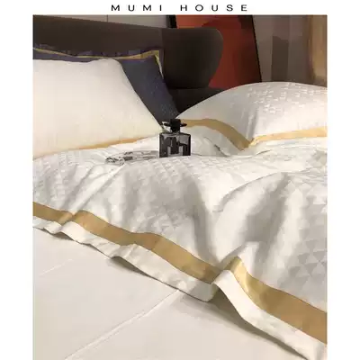 Nordic light luxury 100 long-staple cotton satin jacquard four-piece set Cotton pure pure simple bed linen bedding