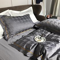  High-end houndstooth jacquard 100 long-staple cotton four-piece set cotton pure cotton sheets Xinjiang cotton bedding
