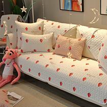  Sofa cushion four seasons universal fabric non-slip Nordic leather solid wood cushion Simple living room cover towel backrest cushion customized