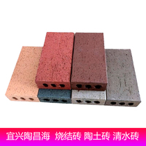 宜兴真空烧结红砖陶土砖广场砖真空砖庭院透水砖人行道多孔烧结砖