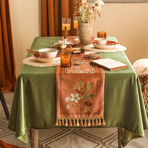  ALEX hand-painted American light luxury tablecloth Pastoral retro dining table tablecloth Long coffee table dresser decorative cloth