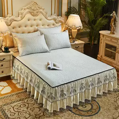 2021 new mat bed skirt ice silk mat three-piece summer mat foldable ice silk mat bed cover air conditioning mat
