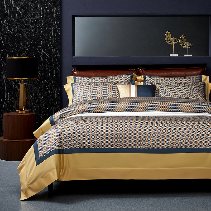 ALEX High-end 100 horse cotton satin cotton four-piece European plush cotton villa simple bedding