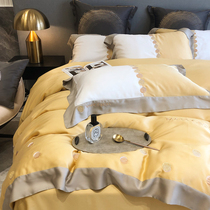  ALEX high-end 80 Lenzing tencel four-piece set ice silk naked sleep light luxury style simple embroidery quilt cover American bedding