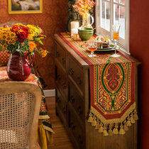  ALEX Bach festival table flag bed flag red European style light luxury TV cabinet dining table side cabinet long decorative cloth