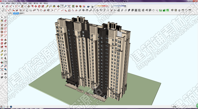 18层小高层小区住宅楼建筑设计方案su(Sketchup)模型+cad平面图-4