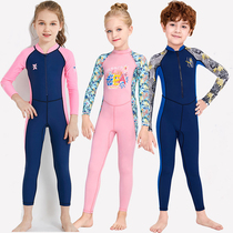 Boys and girls Small and medium-sized children Quick-drying one-piece long-sleeved trousers Full-body sunscreen Students professional training childrens swimwear