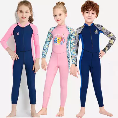 Boys and Girls of small and medium-sized big boy quick-drying Siamese long-sleeved pants body sunscreen students professional training children's swimwear