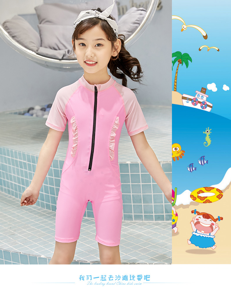 Áo tắm trẻ em Xiêm Boxer Tay ngắn Bảo thủ Trung bình Big Boy Girl Bé Nhanh khô Chuyên nghiệp Huấn luyện Đồ bơi - Bộ đồ bơi của Kid đồ bơi liền thân cho bé gái
