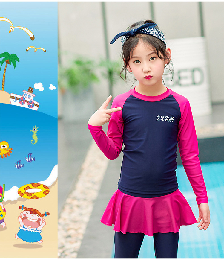 Trẻ em chia tay dài quần váy chống nắng loại khô nhanh cô gái trẻ em trẻ nhỏ lớn chuyên nghiệp lặn ống thở đồ bơi - Bộ đồ bơi của Kid do boi cho be