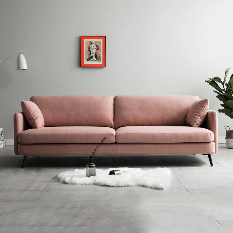 Fabric sofa Nordic minimalist modern Living room Small family Pink Double Mesh Red Cloth Sofa can be detached and integrated