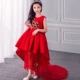 Váy cưới trẻ em, váy đuôi, bé gái chín tuổi, váy công chúa, váy bé gái, đuôi ngắn, đuôi dài