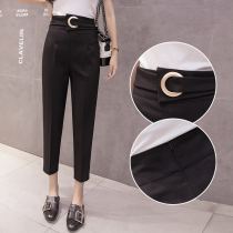 Lady slim high suit pants 2020 spring and summer new chic Korean ankle-length pants high waist ring pants