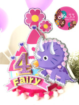 Creative real shot Triceratops birthday hat customized female treasure one year old school Zodiac supplies can be customized name age