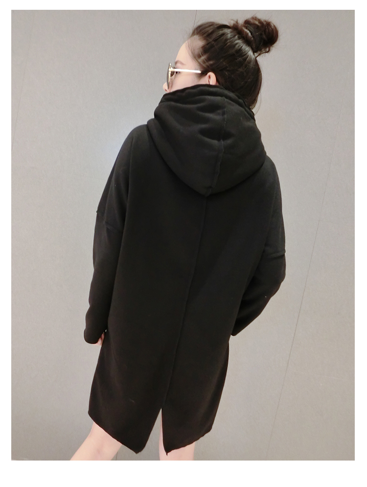 DABI 韓國風寬松休閒連帽學生套頭長袖洋裝