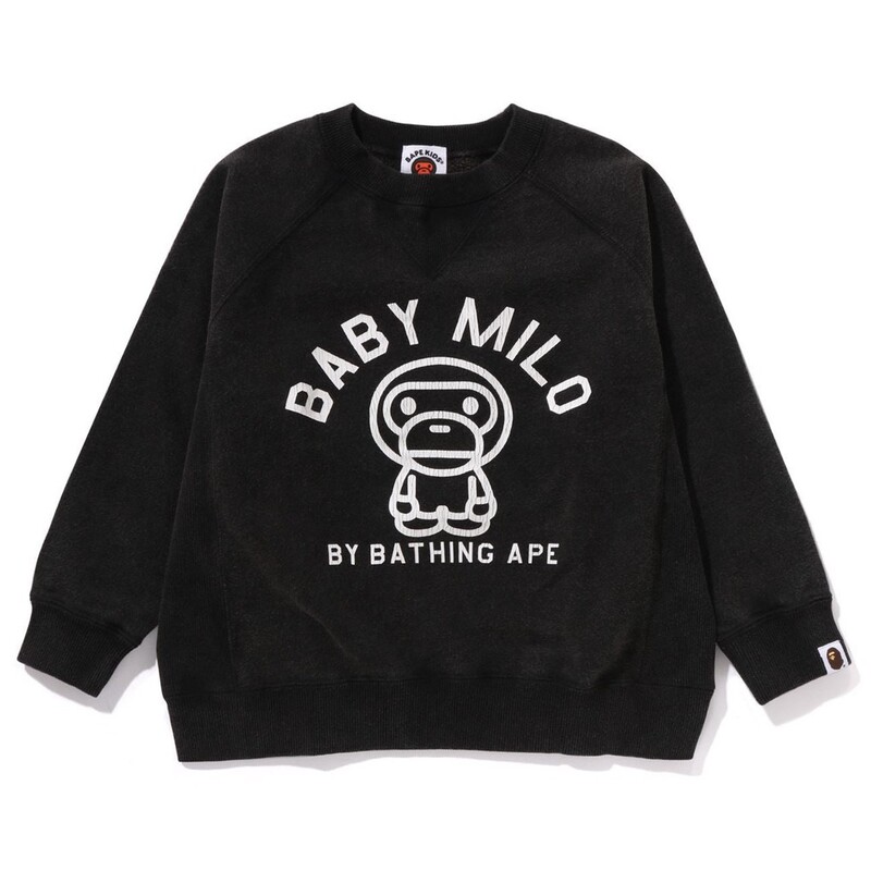 【Domestic Stock with Fleece Lining】Japanese Trendy Brand Bape Children's Clothing Authentic Crackle Print Pullover Crew Neck Sweatshirt