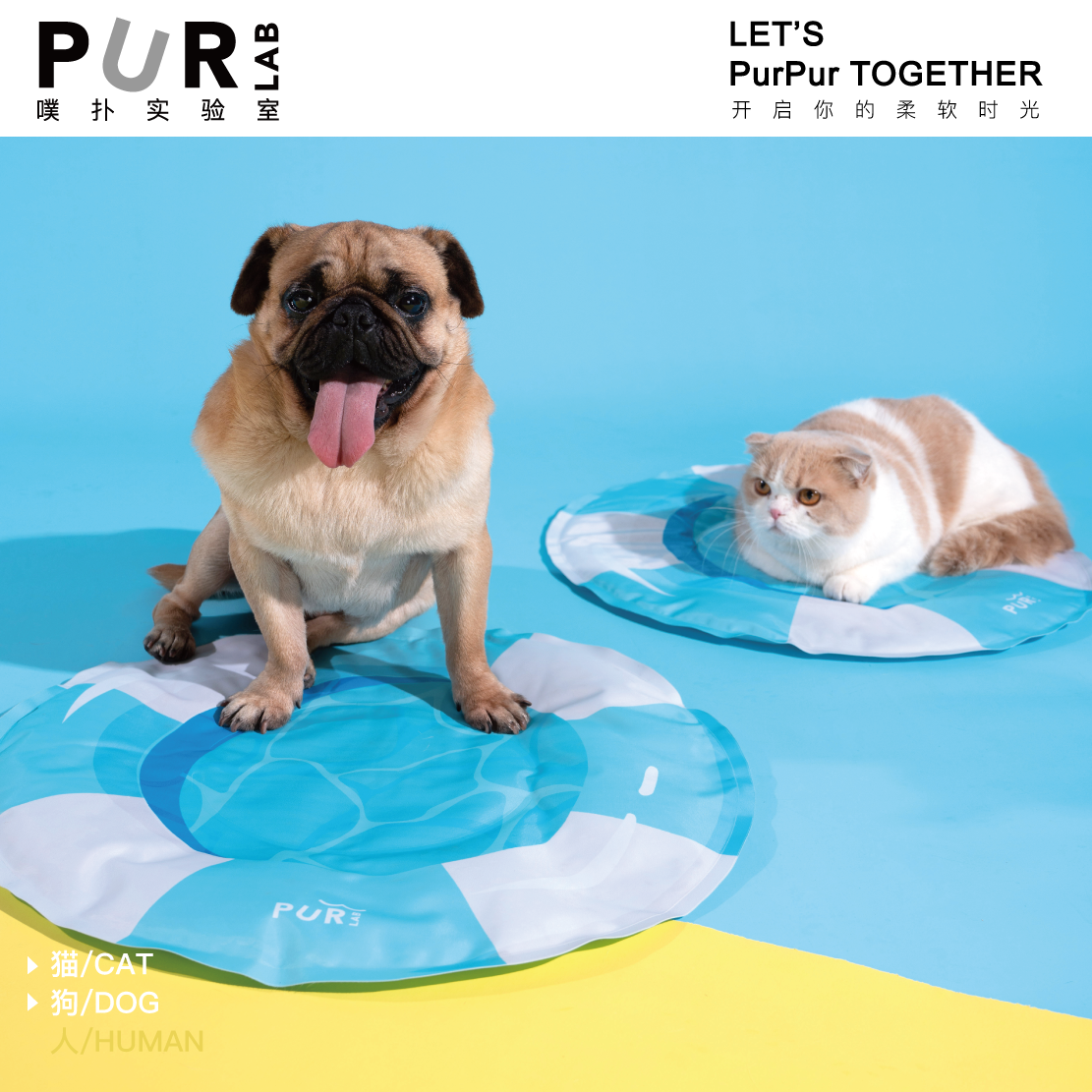 (Inspoilt) PurLab Puff Labs Pet Cat Dogs Cool Down Cool Mat Summer Nest Swimming Circle Ice Mat